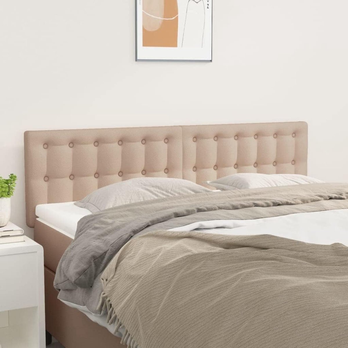 Hoofdborden, 2 stuks, cappuccino-bruin, 72 x 5 x 78/88 cm, kunstleer, hoofdeinde voor de slaapkamer, hotel, hoofdeinde, werkkamer, voor slaapkamer, tweede slaapkamer, hotel
