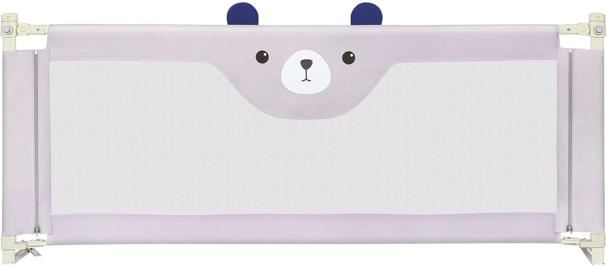 Bedhekje voor kinderen, opvouwbaar, veiligheidshek voor kinderbed, anti-val, voor baby's, stabiel en eenvoudig te monteren (grijs, 200 x 100 x 26 cm)