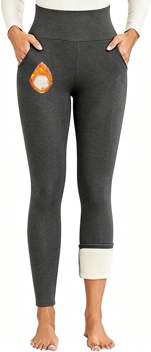 Sportlegging met hoge taille, ondoorzichtig, met zakken, voor training, sport, yoga, warme legging voor dames, winter, thermische broek, hoge taille, elastisch, voor sport