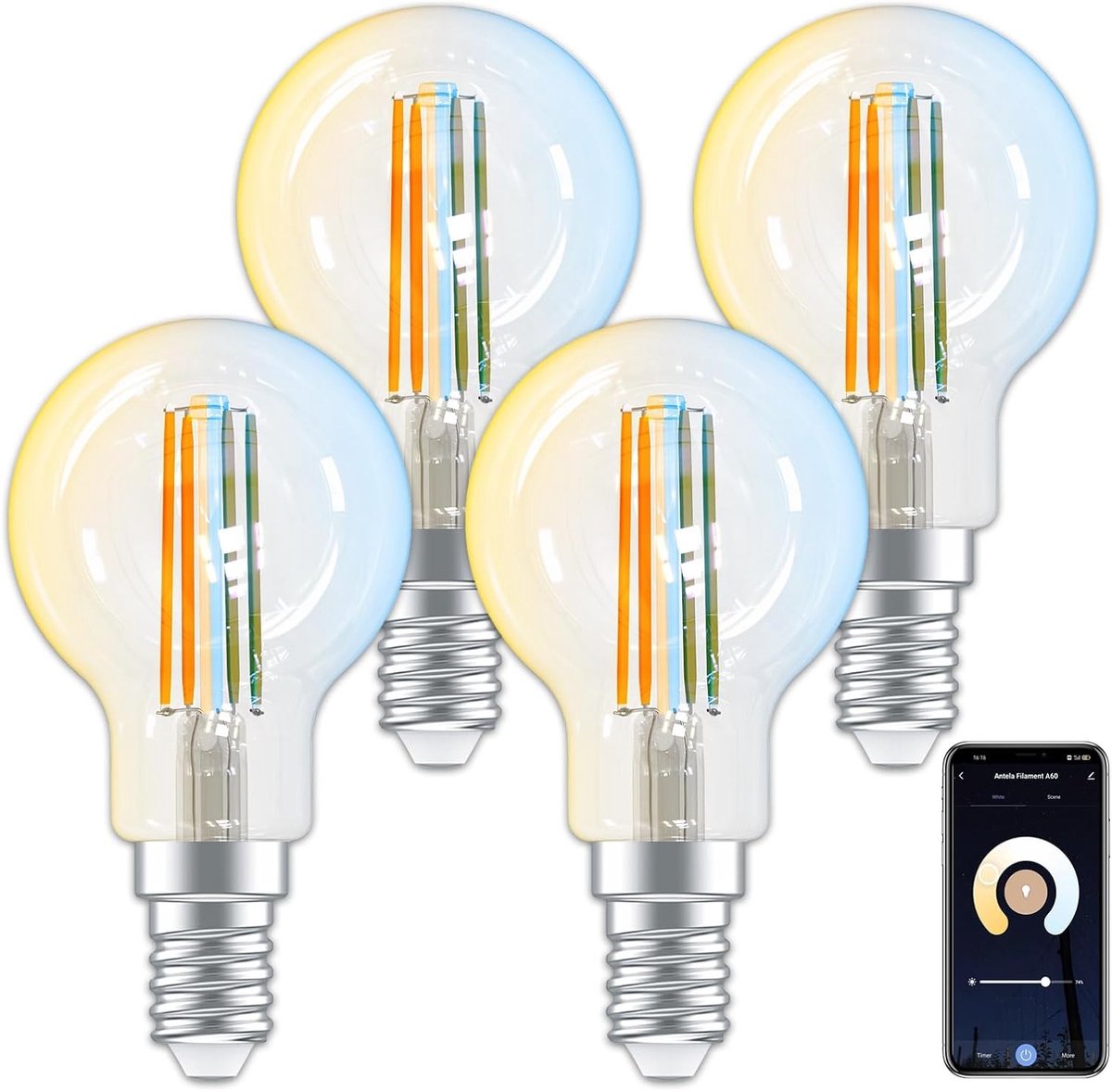 Slimme LED Lamp E14 P45 4.5W 470lm - Energiezuinige Verlichting voor Thuis, Dimbaar en Kleurveranderend