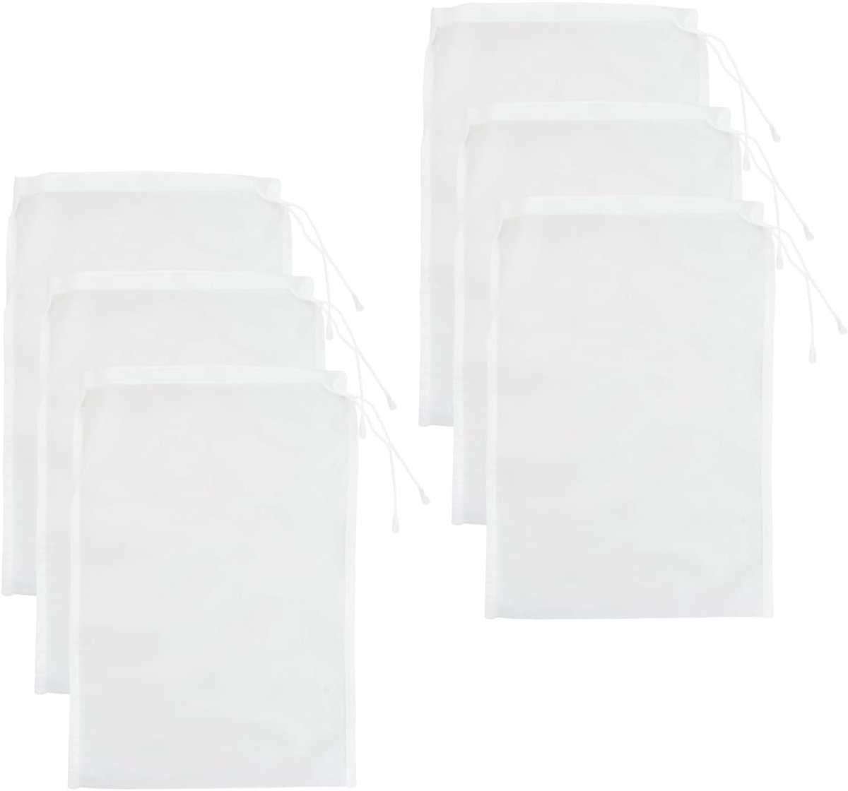 6 stuks fijne netzakken 20 x 30 cm, voedselgaas voor het filteren van nylon, herbruikbaar, filter voor plantaardige dranken, notenmelk, sap, koffie, zeef, keukendoek, filterzakken voor levensmiddelen