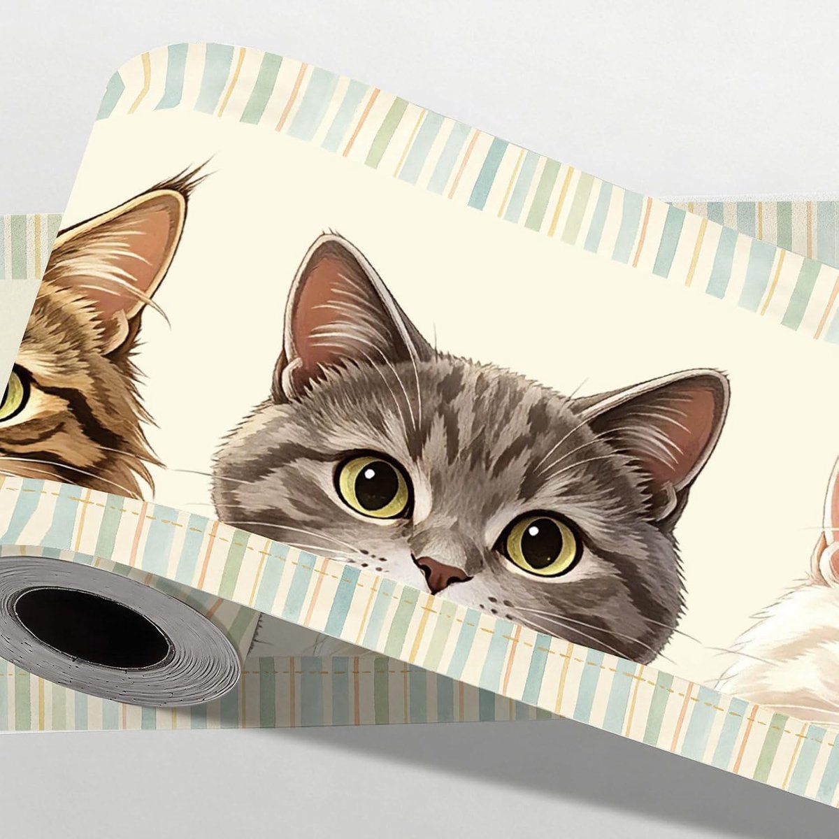 Katten, behangrand, zelfklevend, afneembaar en afneembaar, voor woonkamer, slaapkamer, tv-muur, kantoor, restaurant, 197 (5) cm lang