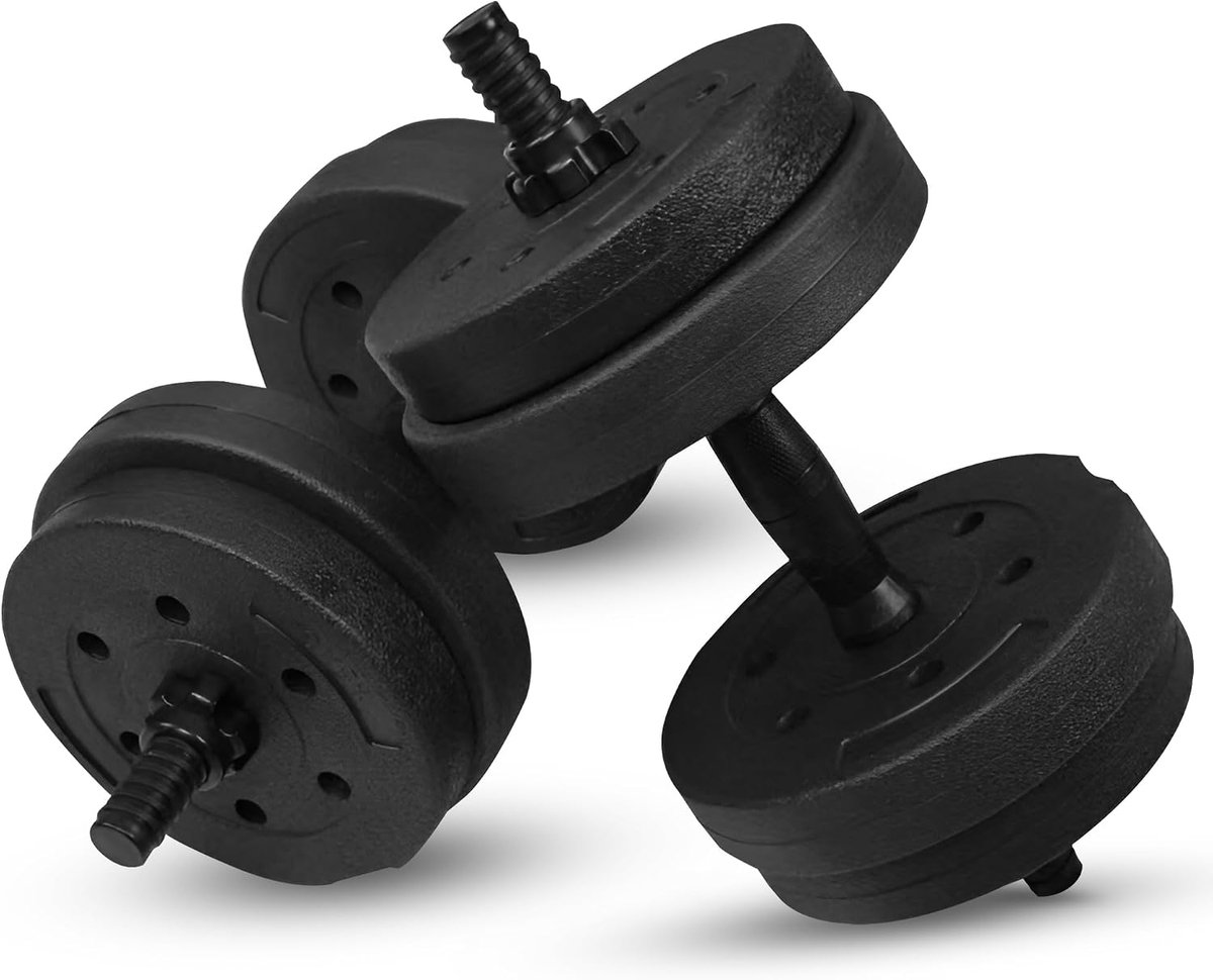 Gewichtenset voor Krachttraining - Halterset voor Home Gym - Dumbellset van Kunststof - Zwart