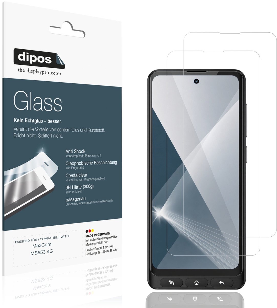 dipos – 2x Pantserfolie geschikt voor MaxCom MS653 4G | 9H Screenprotector