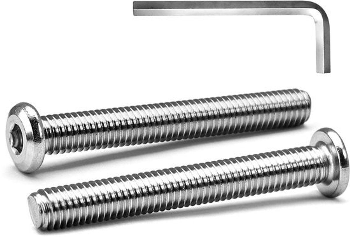 Meubelschroeven - Platte kop schroeven - Meubels monteren - Roestvrij staal A2 - M6 x 60mm - Zilver