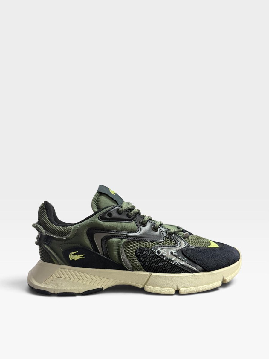 LACOSTE KHK/OFF WHT TEXTILE Zwart