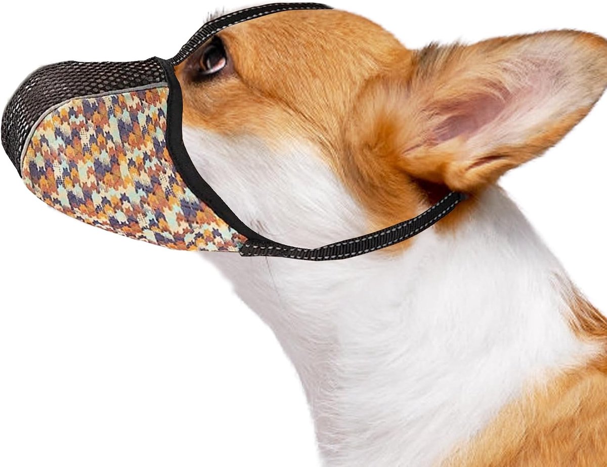Muilkorf Voorkomen Bijten Kauwen Blaffen voor Kleine Honden | Reflecterend, verstelbaar, drinkbaar, volledige dekking hond mondbescherming, voor wandelen scaving, oranje S