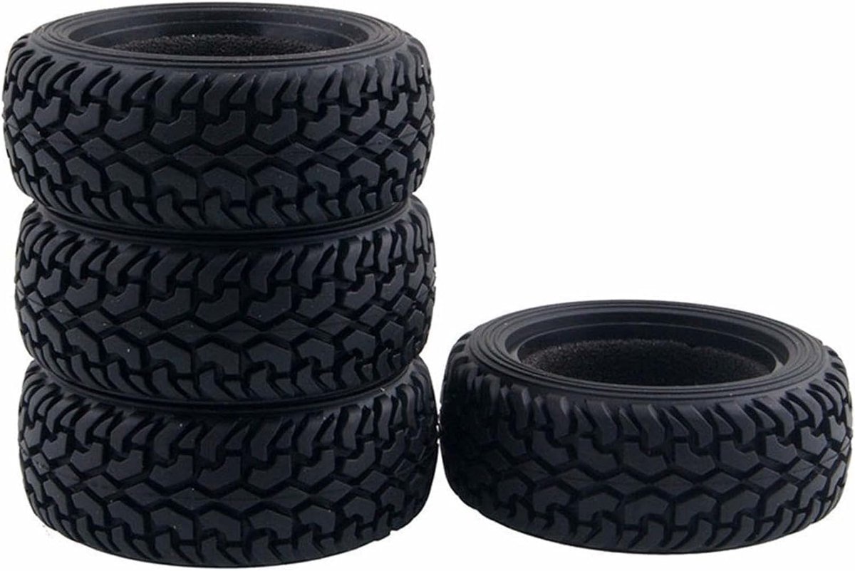 1/10 RC Autobanden voor 1:10 RC On Road Touring Racing Car en 1:16 Rallyauto voor HSP, HPI, Kyosho, Tamiya (zwart), 4 stuks, 75 mm, rubberen banden