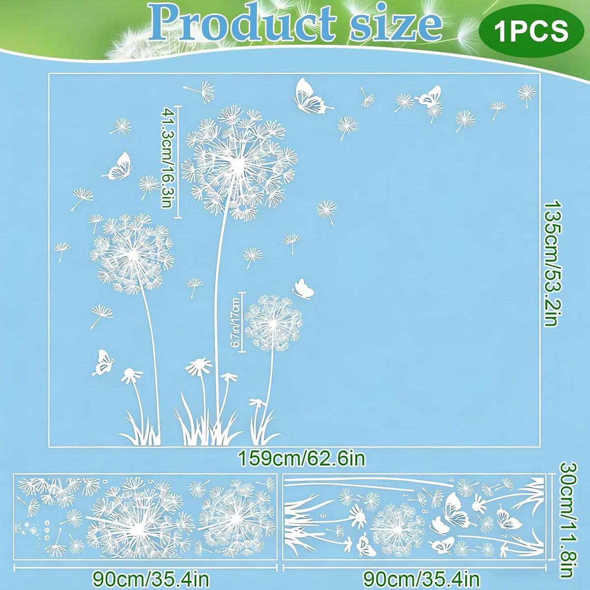 Raamstickers - Decoratieve Stickers voor Ramen, Spiegels en Deuren met Vlinders (2 Stuks, 30x90cm)