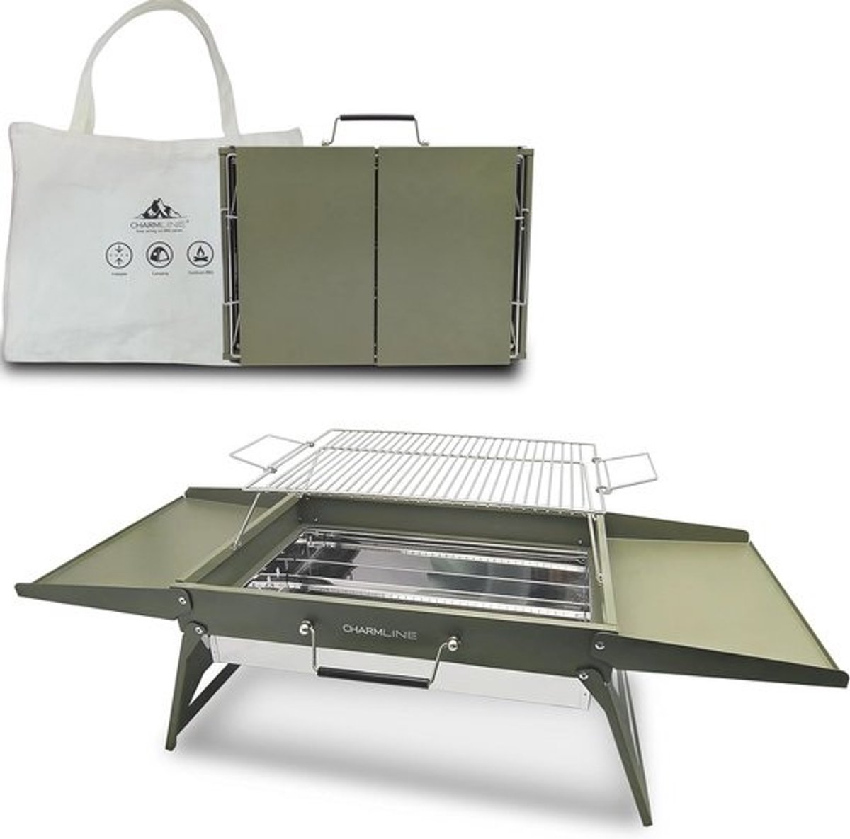 Opvouwbare houtskoolgrill - Compacte BBQ-grill - Voor buiten, kamperen, picknicks en tuinfeesten