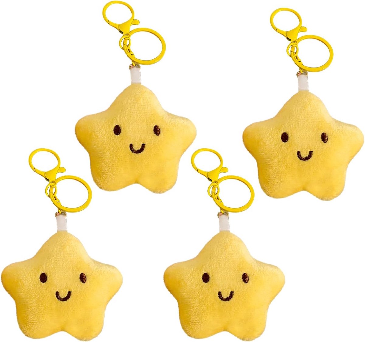4 stuks sterrensleutelhangers, schattige creatieve sleutelhangers, pluche hanger, grappige hanger, sleutelhanger voor kinderen., Geel, Eén maat, Modern