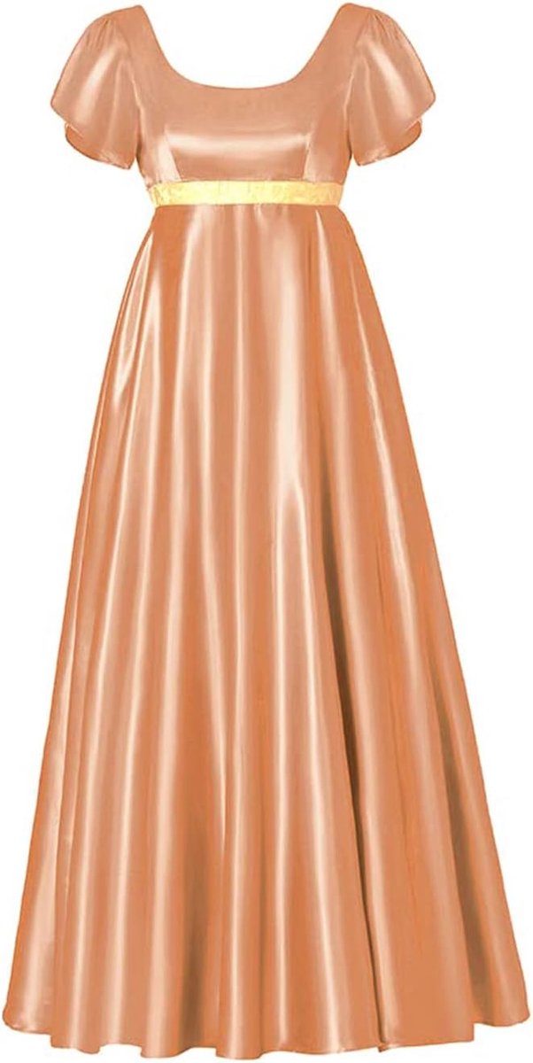 Kinstell Regency Jurken voor Vrouwen 1800s Jurk Satijn Vintage Regency Jurk Sjerp Victoriaanse Thee Feestjurk