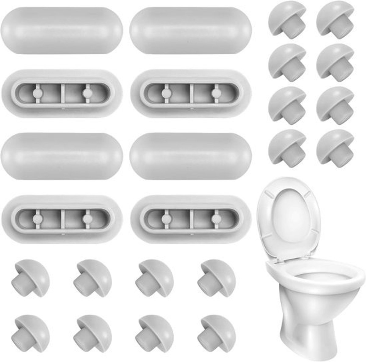 Universele wc-brilbumpers en buffers - set van 24 rubberen schokdempers voor toiletbrillen