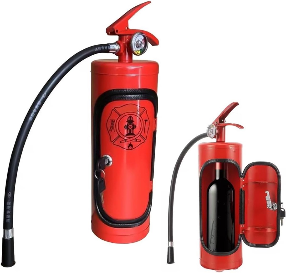 Brandblusser, brandblusser minibar, mobiele bar, wijnopbergdozen, nieuwigheid voor liefhebbers van brandweerman voor whiskyliefhebbers en brandweerlieden (rood A)