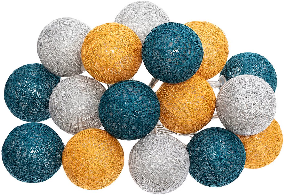 Atmosphera LED Lichtslinger balletjes Lichtblauw/Groen/Roze - 16 Ballen - D3,5cm - Wit/Blauw/Oranje