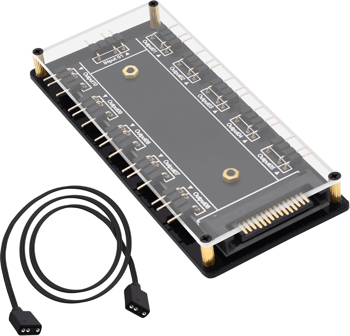 5V 3PIN ARGB Hub 1 to 10 Way RGB LED Fan Splitter Hub Controller with SATA Power Supply Extended Motherboard ARGB - ShopVlot