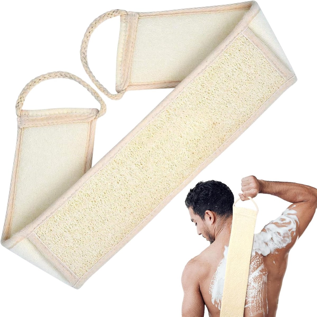 Luffa spons rugrubber 70 cm - natuurlijke loofah - exfoliërend - voor een gladde huid - SnelShoppen