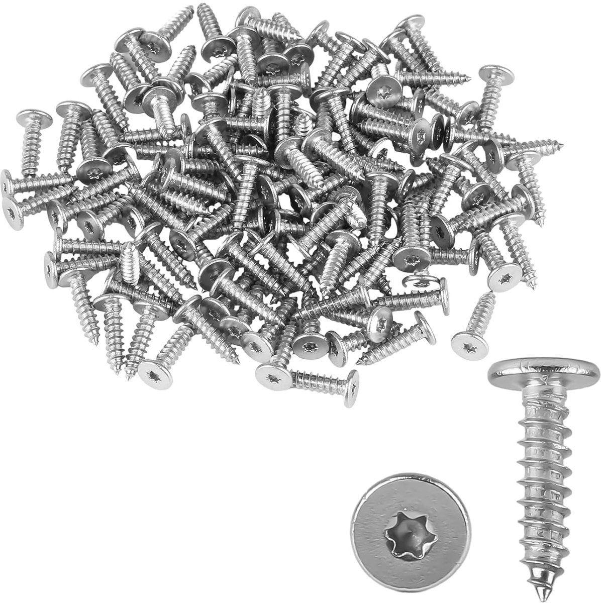 SnelShoppen - Pack van 130 Zelfborende Torx Schroeven M4x16mm Platte Kop RVS 304 voor DIY, Meubelconstructie en Fixatie