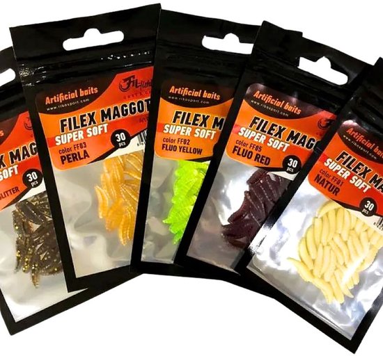 Filex Artificial Maggots Soft 'Natural' - 30 stuks - Nepmaden - Plastic Haakaas - voor Karpervissen en Witvissen — afbeelding 3