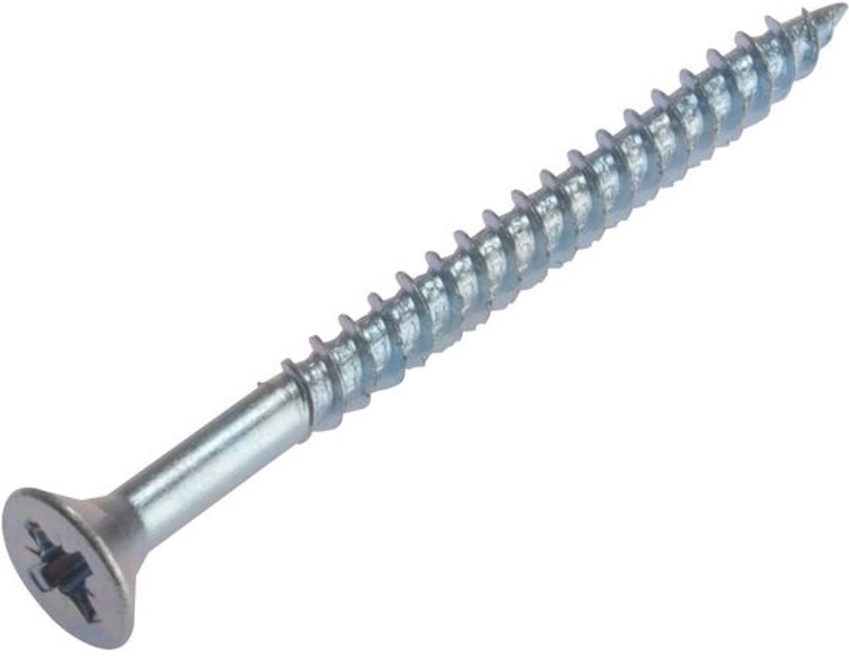 Merriway BH02650 - Verzonken houtschroef met twinthread en kruiskop Pozi - 6 x 1-1/2 inch - Helder verzinkt - Pak van 200