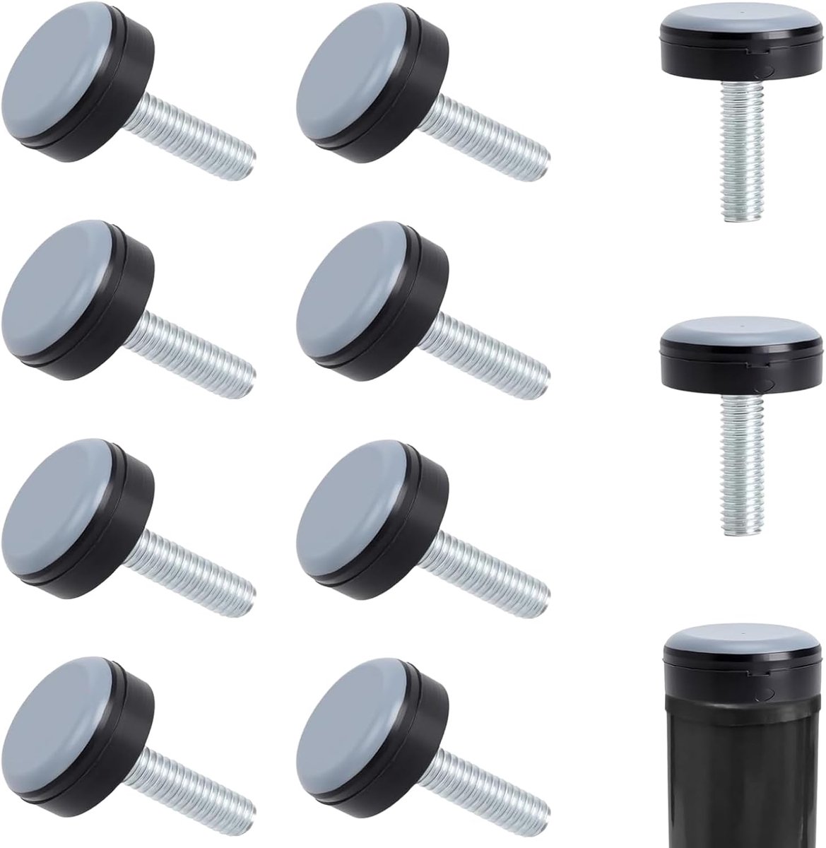 10 Stuks Teflon glijders, Verstelbare stoelglijders Ø20 mm, Meubelpoten nivelleringspoten met schroefdraad M6 - ShopVlot