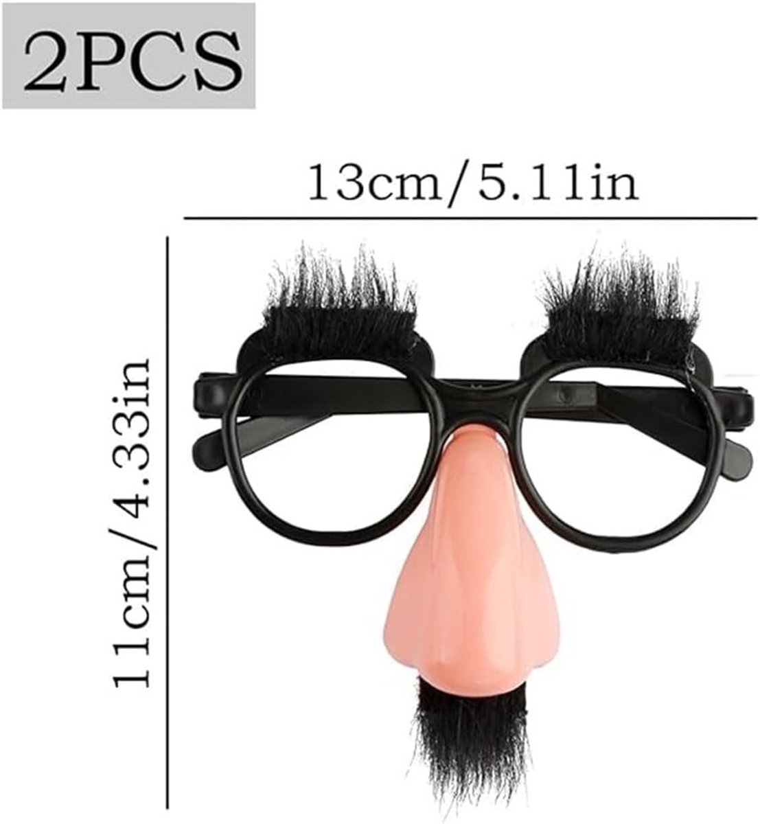 Grappige 2-Pack Bril met Snor en Grote Neus voor Halloween Feestjes, Verkleden en Accessoires