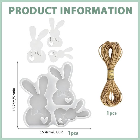 Mallen met Scheve Oren van Siliconen – Set van 3 voor Kaarsen, Zeep & Chocolade | Met Jute Touw voor DIY Decoraties, Cadeaus & Knutselprojecten | Voedselveilig & Afwasmachinebestendig — afbeelding 2