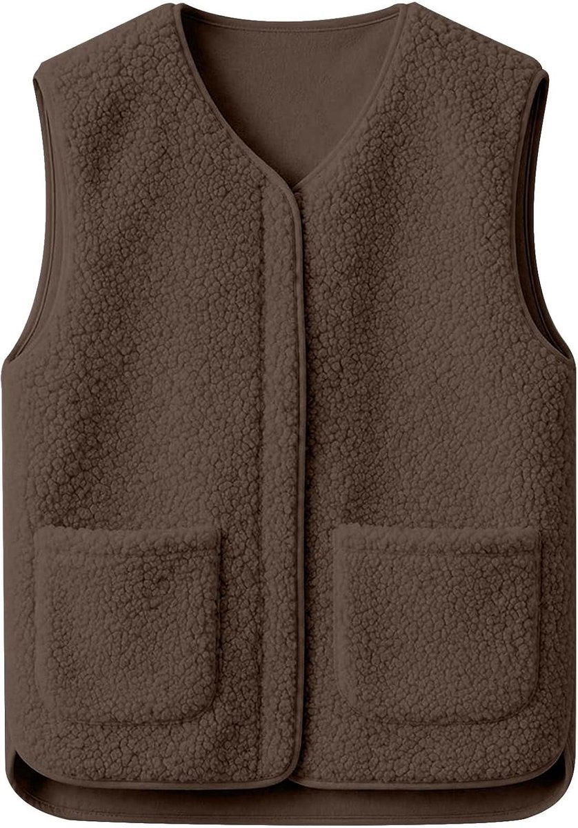 Teddy fleece vest dames teddyvesten herfst winter fleece vest casual teddy vest mouwloos pluche vest teddyfleece damesvesten licht pluche vest warm teddyvest effen ritsen