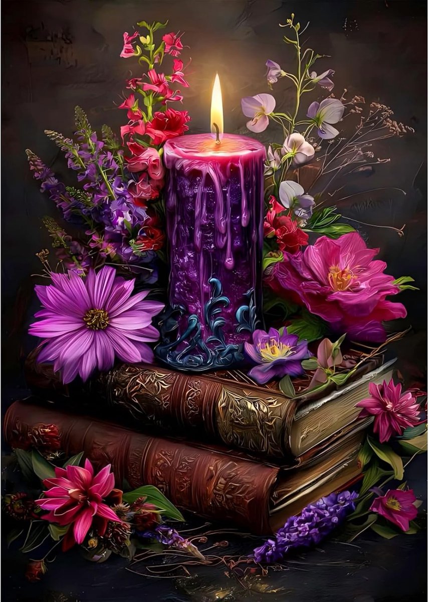 Kaars Diamond Painting voor volwassenen, 5D diamond painting afbeeldingen voor volwassenen, doe-het-zelf boekenkast, diamond painting, afbeeldingen, diamond painting, set voor wanddecoratie, 30