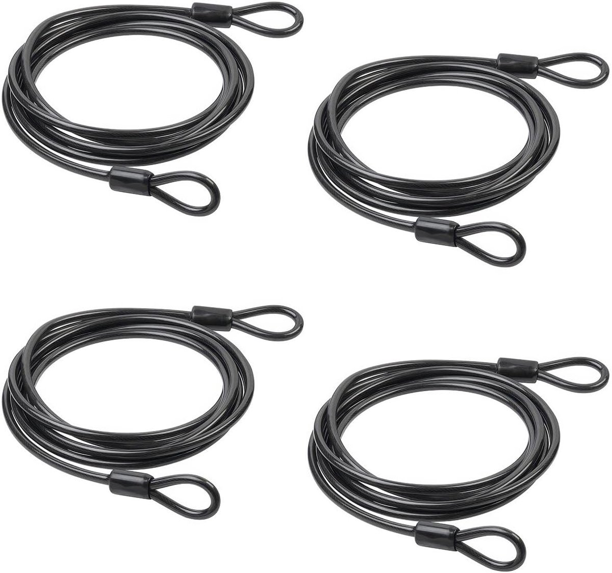 4 stuks draadkabels met ogen, 2 m x 4 mm, ommantelde staalkabel - ShopVlot