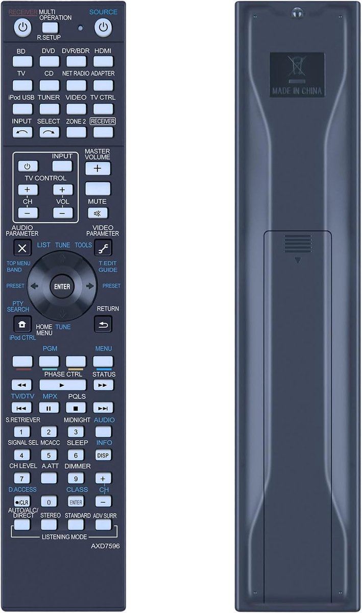 AXD7596 Remote Control for Pioneer Receiver AXD7596 AXD7305 VSX-1123-K AXD7691 SCLX75 VSX918V VSX1020K - ShopVlot