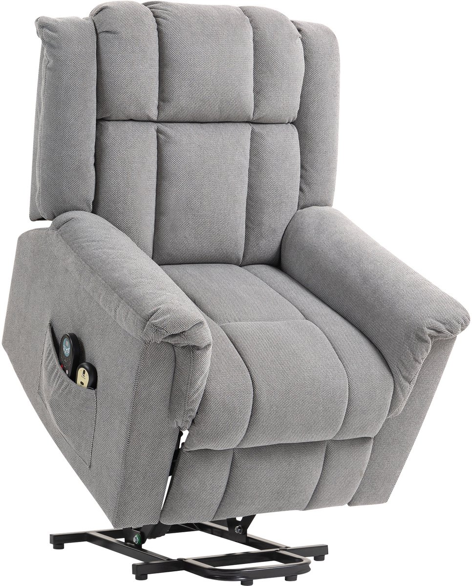 Homona Sta-opfauteuil - Met massagefunctie, warmtefunctie en voetensteun - Elektrisch verstelbaar - 85 x 91 x 104 cm - Donkergrijs