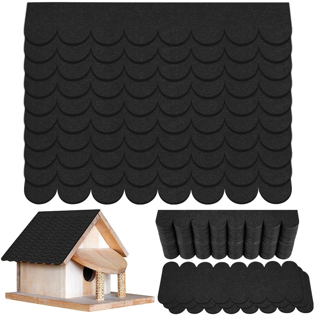 53 Stuks Zelfklevende Dakvilt Dakshingles voor Vogelhuisjes, Nestkasten en Doe-Het-Zelf Projecten - Ideaal voor Konijnenhokken en Insectenhotels (Zwart)