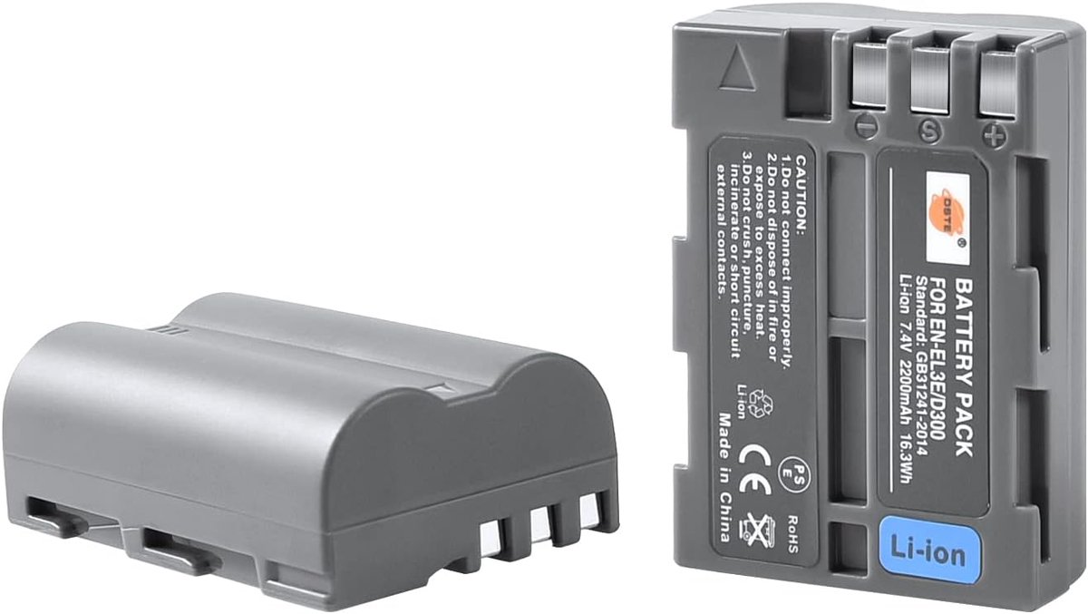 DSTE 2 Pieces EN-EL3E ENEL3E Li-Ion Battery Compatible with Nikon D30 D50 D70 D70S D80 D90 D100 D200 D300 D300S D700 - ShopVlot
