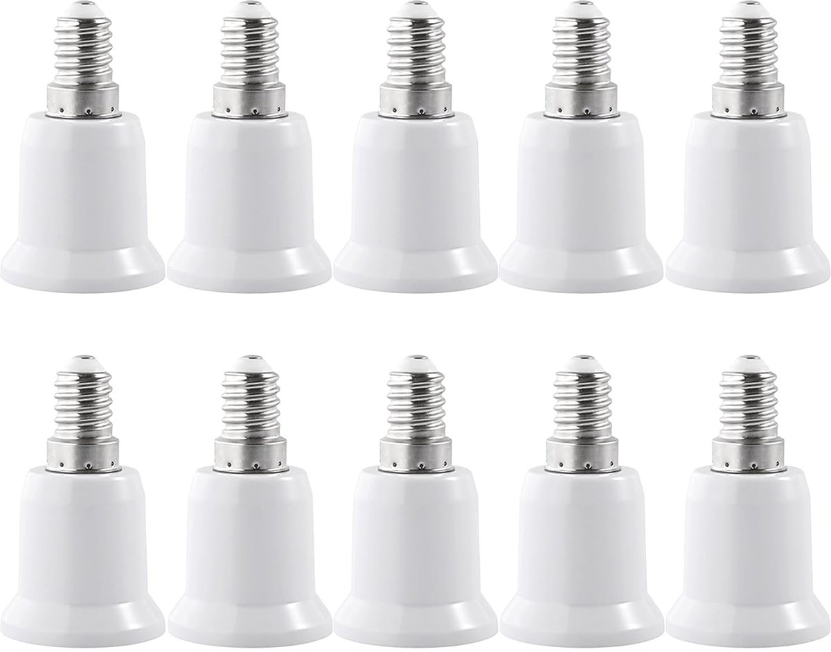 10 stuks E 14 op E 27 lampfitting, kunststof, wit, duurzaam, 50 W, 220 V, voor led-lamp, lampen - ShopVlot
