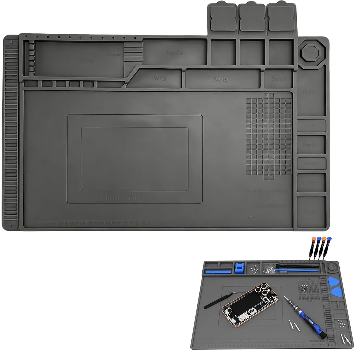 Soldeermat 45 x 30 cm - siliconen - hittebestendig tot 500 °C - ideaal voor elektronica-reparatie - SnelShoppen