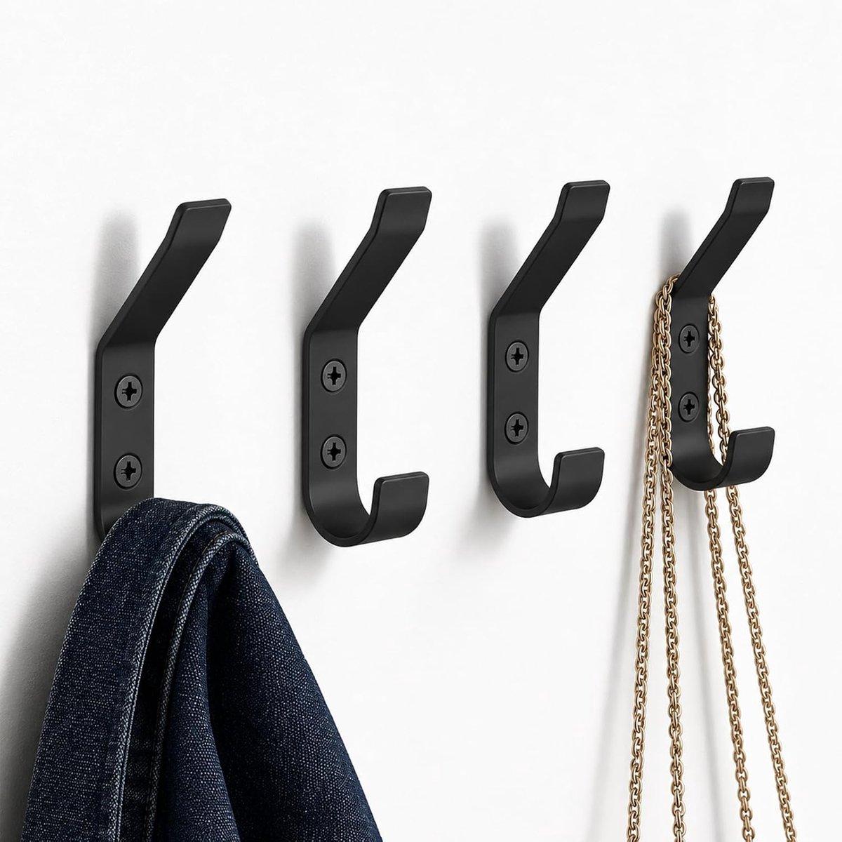 Pack of 10 Wardrobe Hooks Black Stainless Steel Clothes Hooks for Screwing Wardrobe Coat Caps Hooks Acoustic Panel - ShopVlot