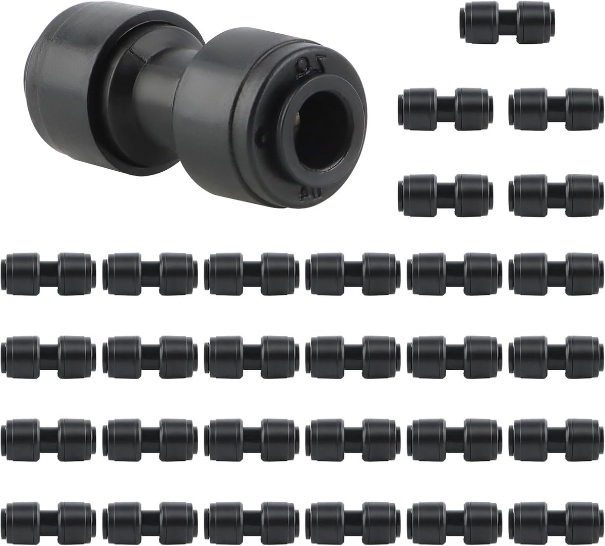 Kalolary Pack of 30 Quick-Connect Drip Irrigation Connectors, Push Fit, Straight Couplings for 1/4 Inch Irrigation - ShopVlot