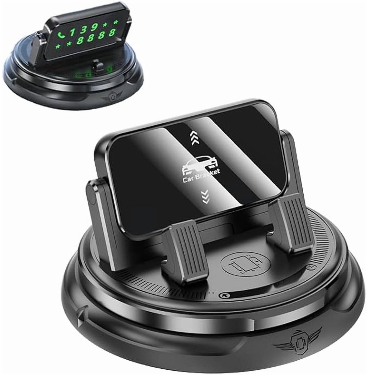 VONKELIOS®2026 Verbeterde Dashboard Telefoonhouder – Verstelbare Veerclip, Antislip Pad, Eén‑Handbediening & Volledig Roteerbare Standaard voor Smartphones in Auto’s, Vrachtwagens en SUV’s (1 Stuk)