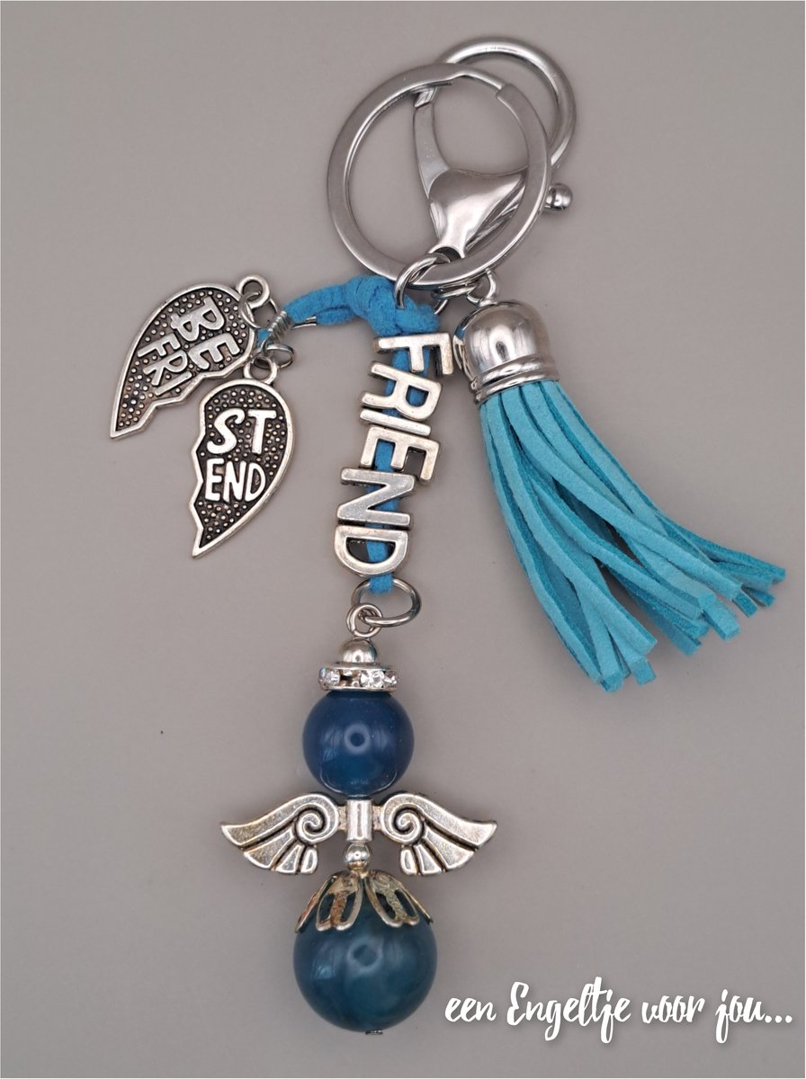 BEST FRIEND Engel, geluksengel - beschermengel - sleutelhanger - tashanger - BEST FRIEND sleutelhanger