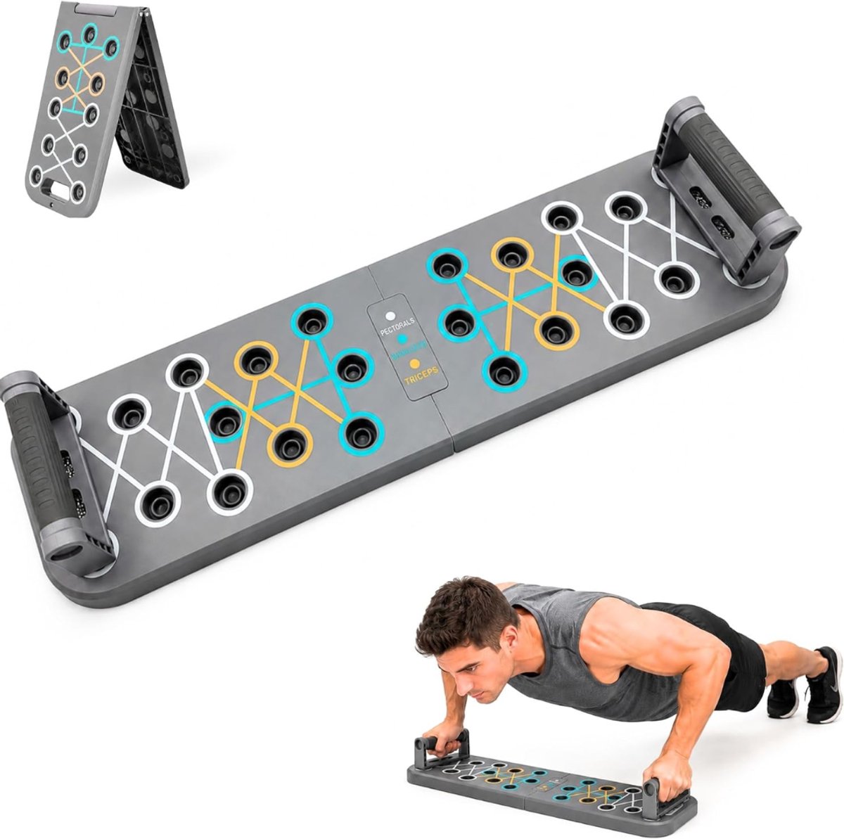 KLS® Push Up Bord - Opdruksteunen - Opdruk Bord - Grijs - 35cm x 20cm x 4cm