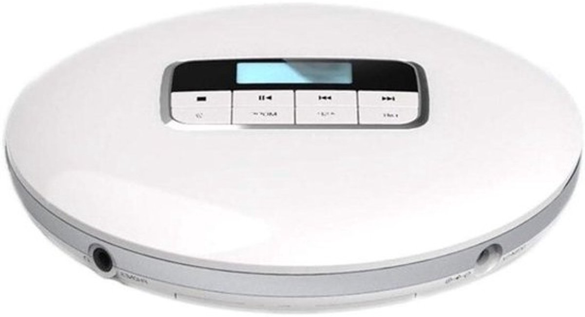 Draagbare cd-speler - Walkman - Mp3 - Muziek luisteren - Hifigeluid - 143 x 142 x 25 mm - Wit