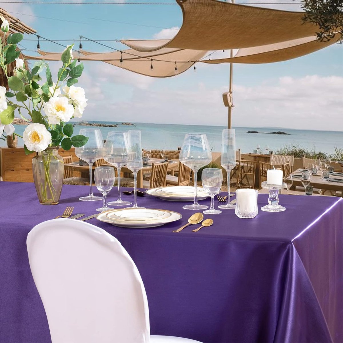 Satin Tablecloth 102 x 147 cm, Wedding Banquet Tablecloth, Plain Tablecloth, Christening Decoration, Table Decoration - ShopVlot
