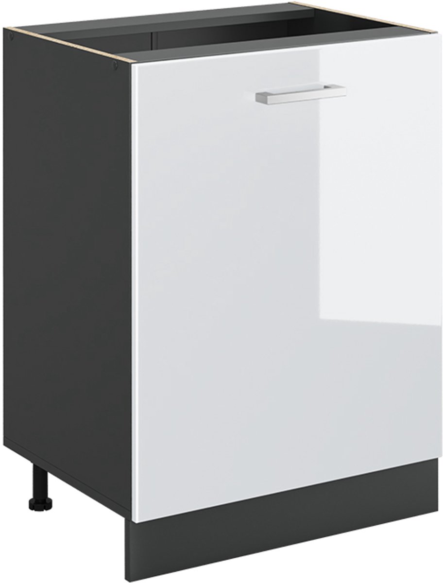 Vicco Keukenonderkast R-Line, Wit Hoogglans/Antraciet, 60 cm met 1 deur zonder werkblad