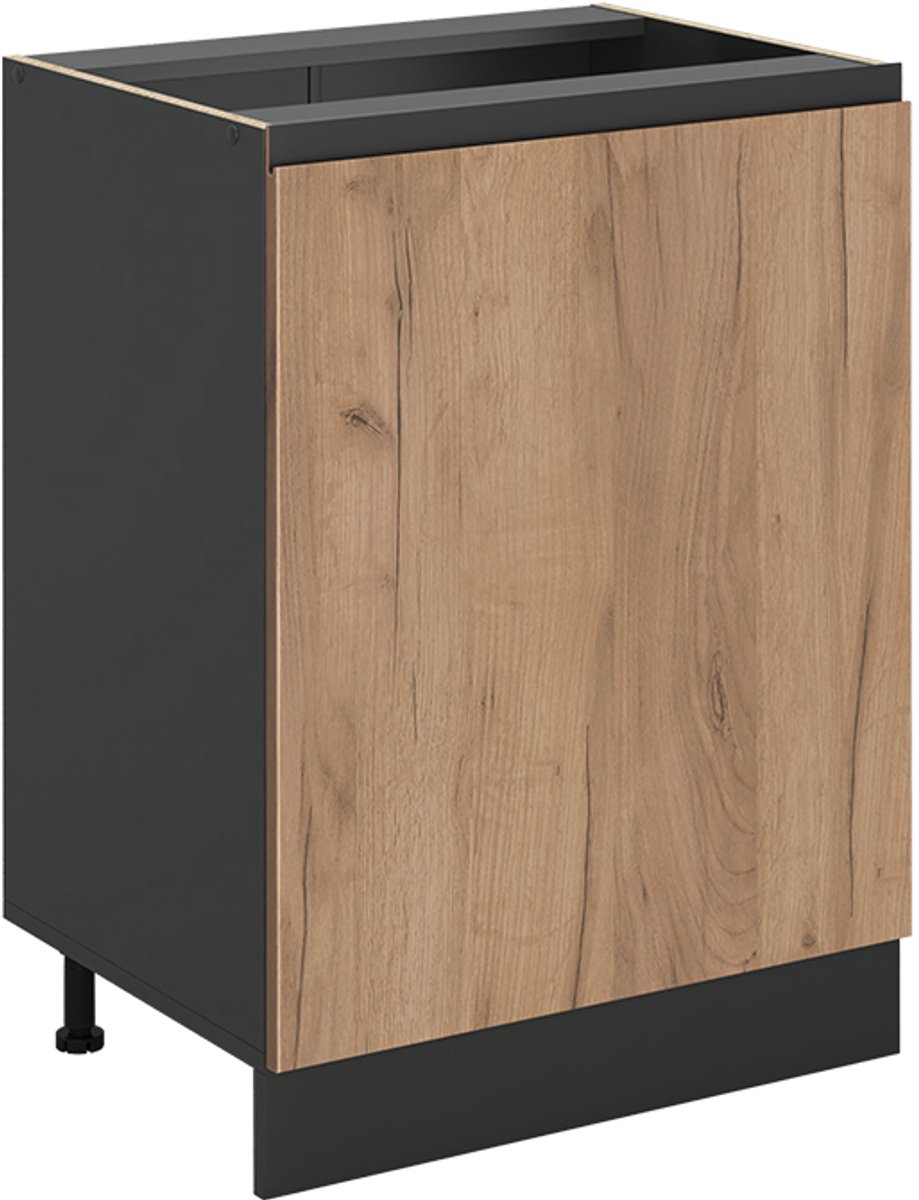 Vicco Keukenonderkast R-Line, Goudkleurig Eiken/Antraciet, 60 cm met 1 deur zonder werkblad