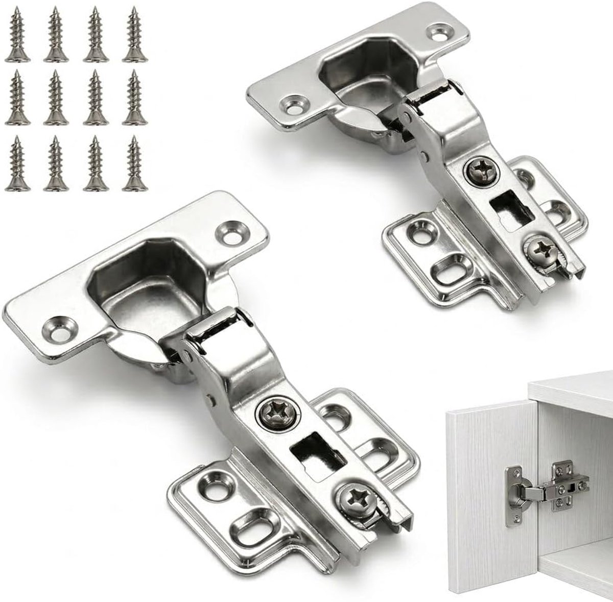 2 stuks keukenscharnieren met softclose, halfverborgen kast met hydraulische demper, ijzerhouten deurscharnieren met 8 - ShopVlot