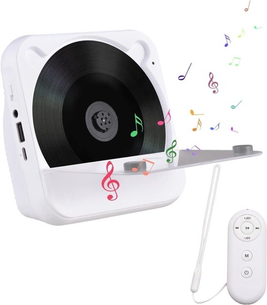 CD-speler met Bluetooth-afstandsbediening, draagbare CD-speler voor thuis, LED-display, geïntegreerde hifi-stereoluidsprekers, FM-radio, U-disk/AUX