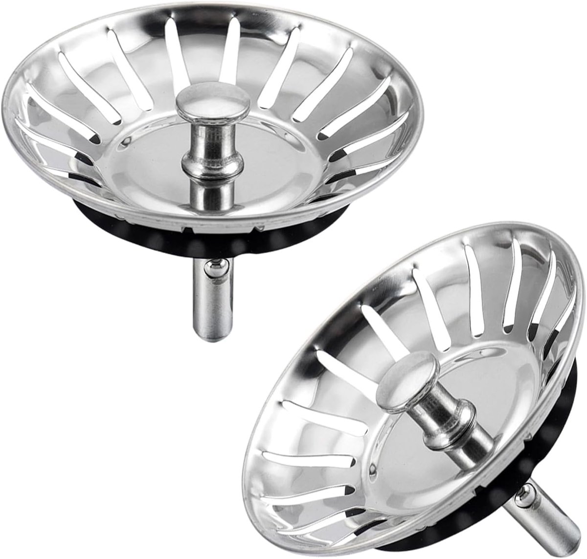 2 x 304 stainless steel sink plugs and chrome-plated brass - universal sink filter 80 mm, sink grate anti-lock 18 - ShopVlot