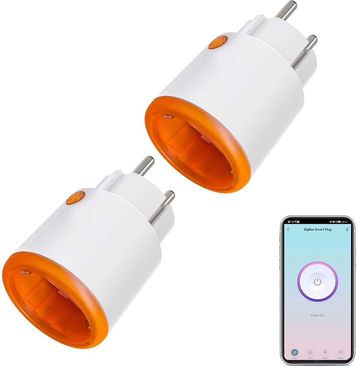 SnelShoppen - Smart Power Plugs Zigbee Slimme Stekker met Meet- en Timerfunctie, Tuya App Besturing, Push Notificaties, 16A, Compatibel met Alexa en G