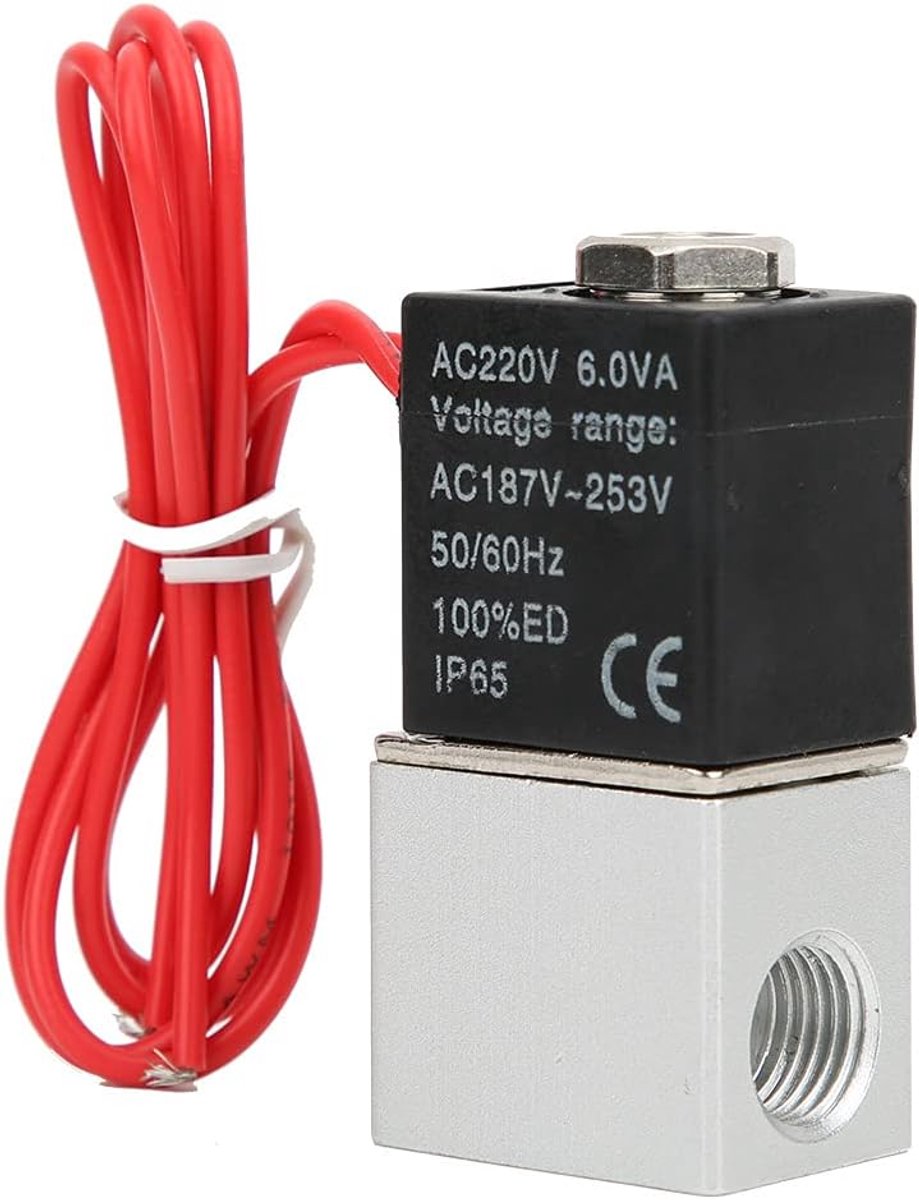 Solenoidklep 220V AC - Aluminium behuizing - IP65 bescherming - Efficiënt voor water, lucht en olie - ShopVlot